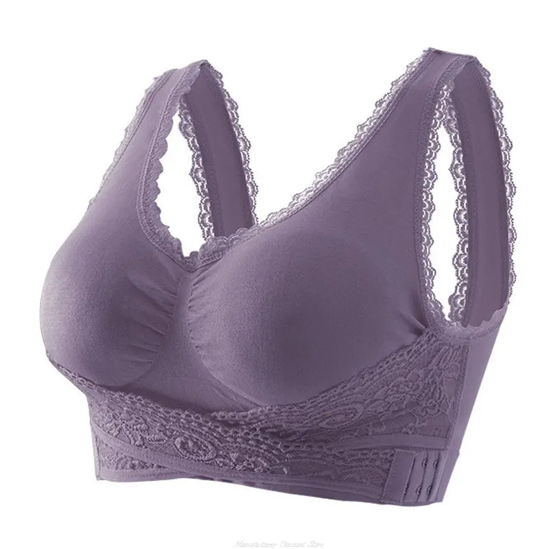 Plus Size Kendally Bra Women Corset Bra Front Cross Side Buckle Lace Bras Slim Shape Support Bra Brassiere Wireless Push up Bras