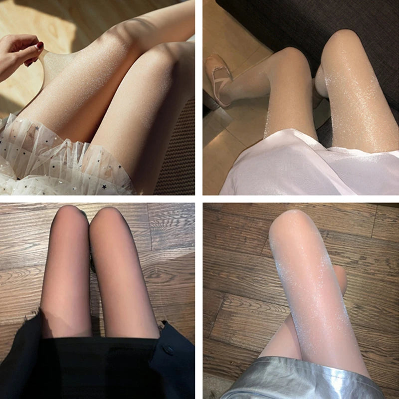 Shiny Silk Pantyhose Transparent Tights Charming Women's Underwear Glitter Bright Hosiery Ladies Slim Thigh High Panty Stockings