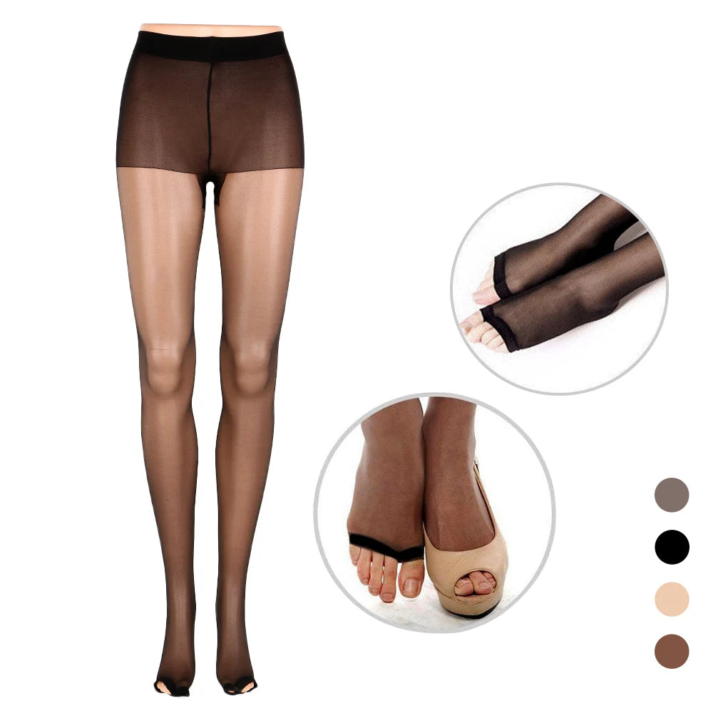 Summer Female Fashion Full Length Lady Stretchy Anti-off Silk Cored Wire Fish Head Open Toe Pantyhose Stockings For Woman Girl