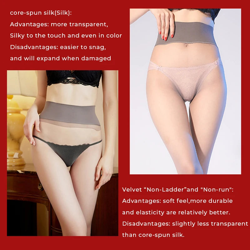 Summer Women's 1 Denier Ultra-thin High Waist Sheer 360° Seamless Pantyhose Ladies Matte Nylons Silk Stocking Control Top Tights