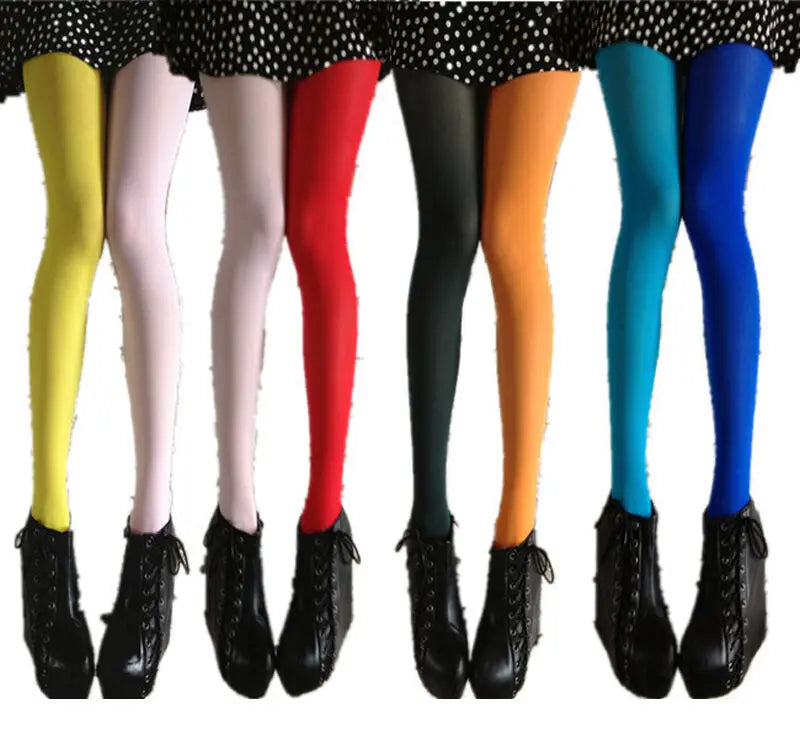 Women Sexy Assorted Colors Elastic Pantyhose Ladies Stretch C ontrast Combination Color Leggings Two Color Patchwork Stockings