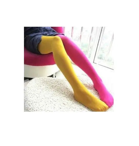 Women Sexy Assorted Colors Elastic Pantyhose Ladies Stretch C ontrast Combination Color Leggings Two Color Patchwork Stockings
