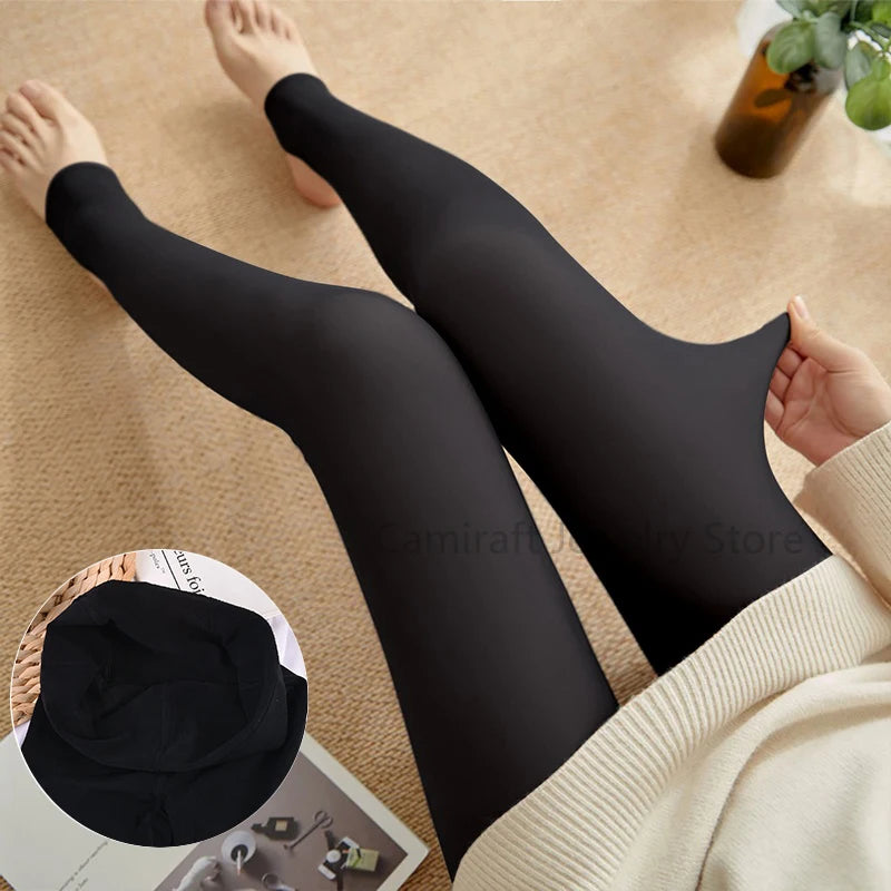 Women Sexy Fake Translucent Tights Spring Autumn High Waist Stretchy Skin Effect Leggings Ladies No Velvet Pantyhose Stockings