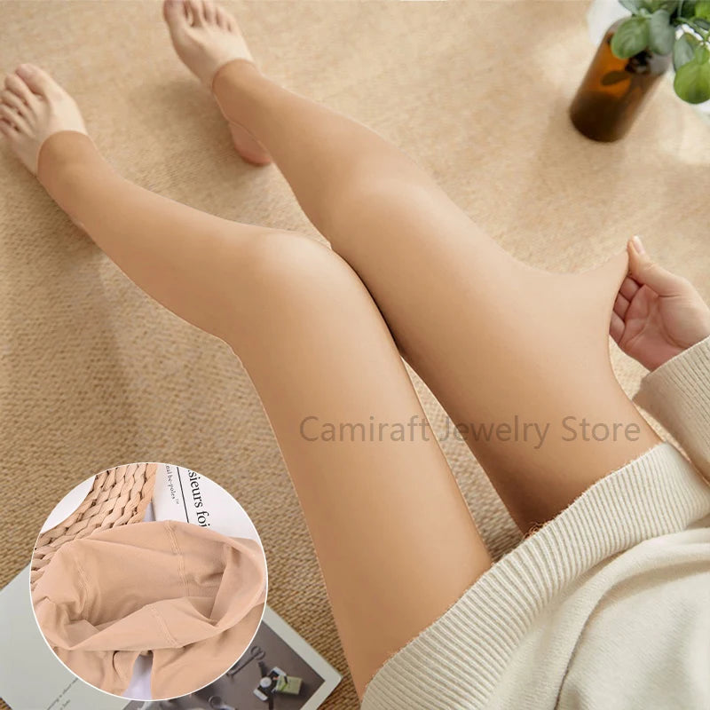 Women Sexy Fake Translucent Tights Spring Autumn High Waist Stretchy Skin Effect Leggings Ladies No Velvet Pantyhose Stockings