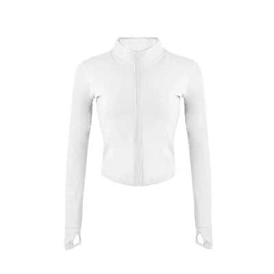2023 Fashion Women's Tracksuit Jacket Slim Fit Long Sleeved Fitness Coat Yoga Crop Tops With Thumb Holes Gym Jacket Workout Sweatshirts